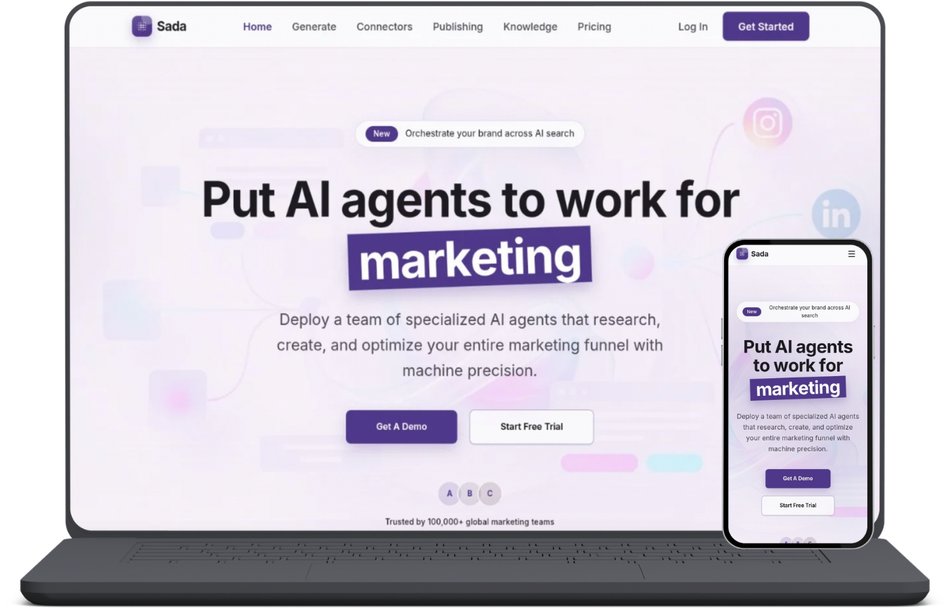 Sada product mockup showing the campaign brief and strategy view